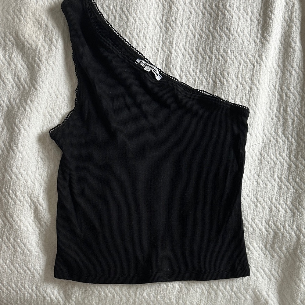 Reformation Black One-Shoulder Top